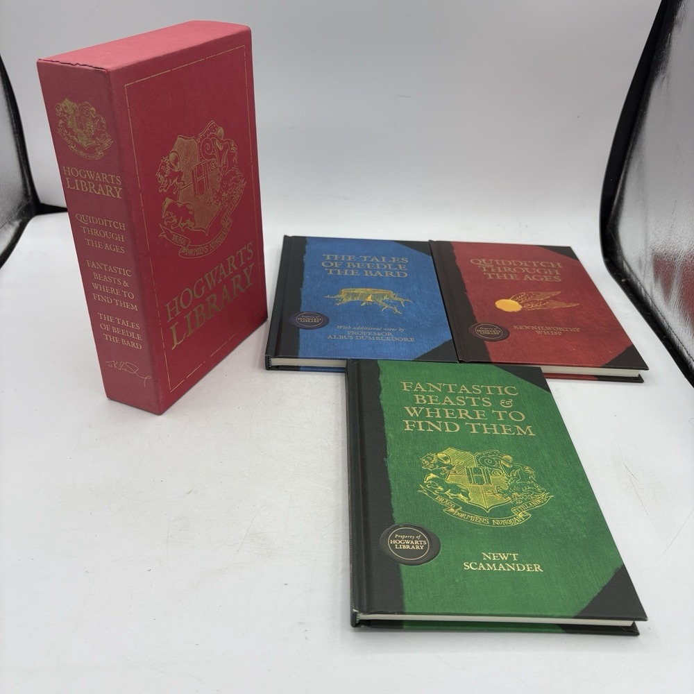 Harry Potter Hogwarts Library 3 Hardcover Book Box Set J.K. Rowling w Slipcover
